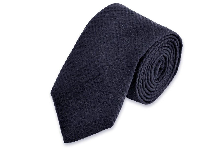 Southern Seersucker Necktie - Navy Solid High Cotton