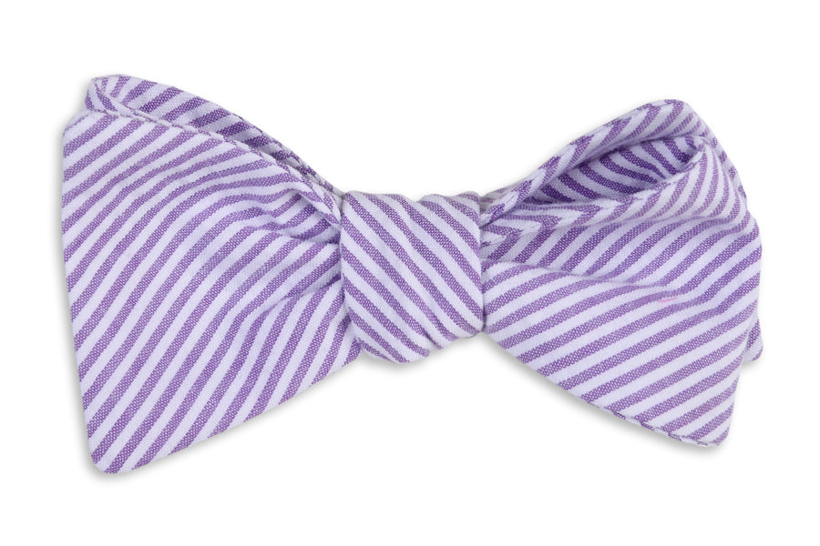 Southern Seersucker Stripe Bow Tie - Lavender