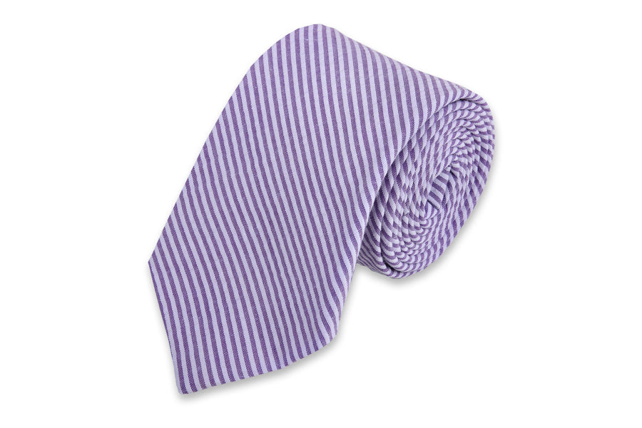 Southern Seersucker Stripe Necktie - Lavender
