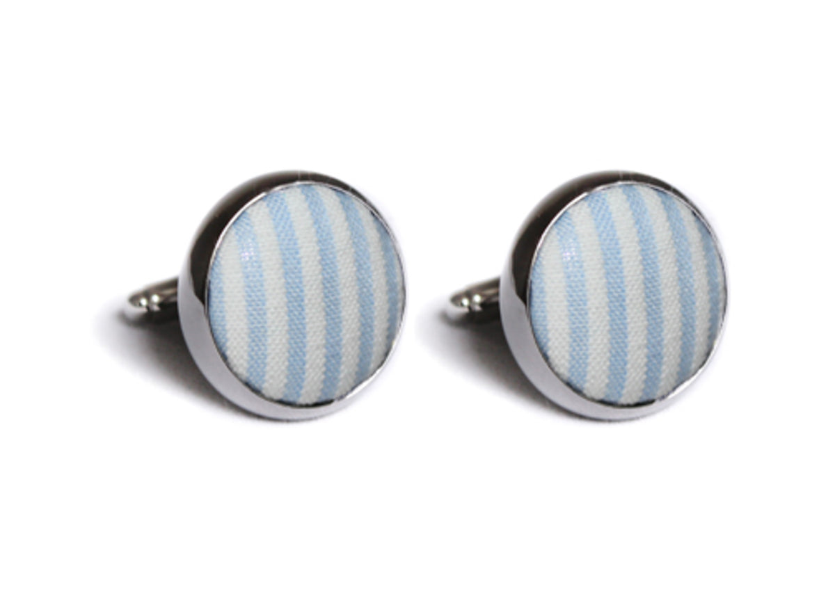 Light Blue Seersucker Stripe Cufflinks