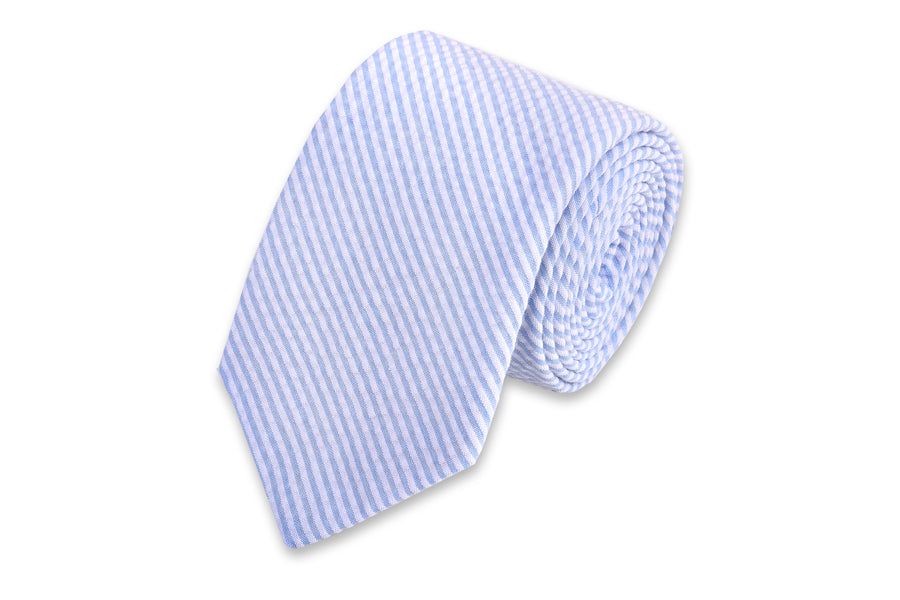 Light Blue Seersucker Stripe Necktie