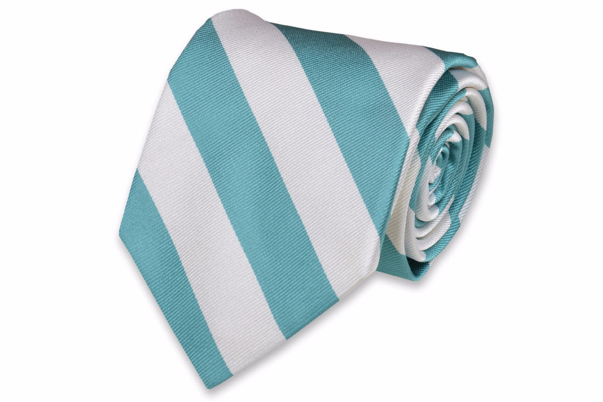 Light Sea Green and White Stripe Necktie