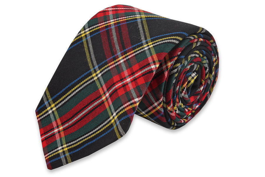 Black Stewart Tartan Necktie High Cotton