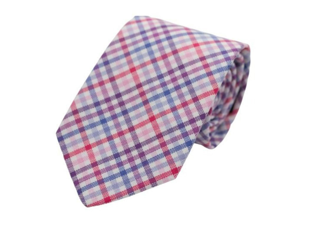 Candy Crush Check Purple and Pink Necktie High Cotton