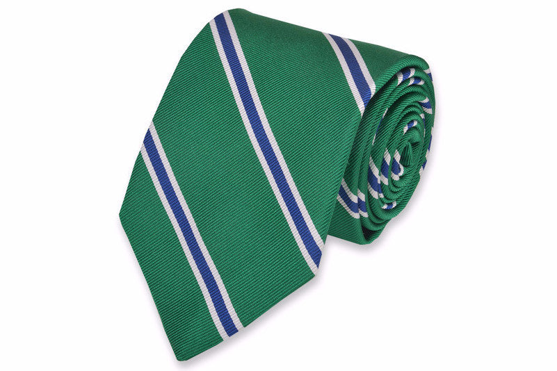 Green Noble Stripe Necktie High Cotton Ties