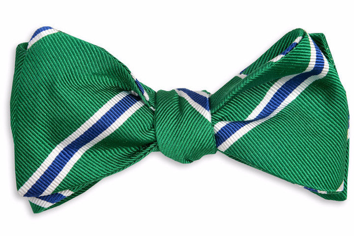 Green Noble Stripe Bow Tie High Cotton