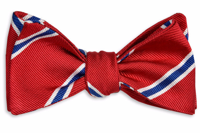 Red Noble Stripe Bow Tie
