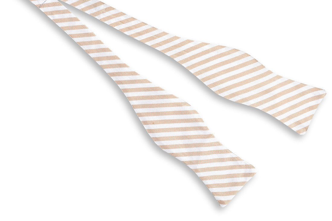 Oyster Roast Stripe Bow Tie - Champagne