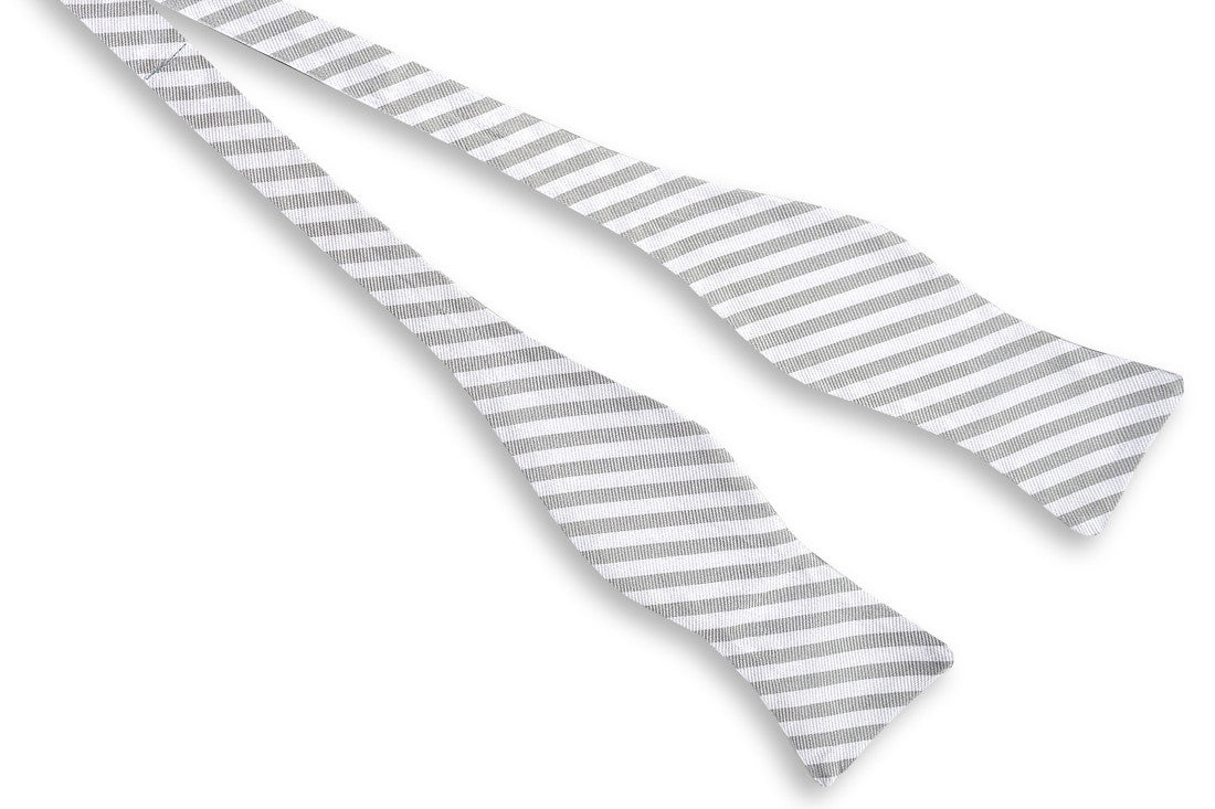 Oyster Roast Stripe Bow Tie - Pearl