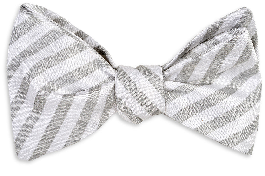Oyster Roast Stripe Bow Tie - Pearl