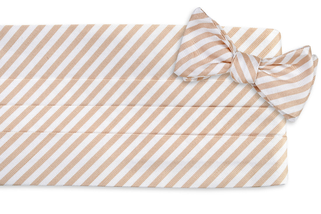 Oyster Roast Stripe Cummerbund Set - Champagne High Cotton Ties