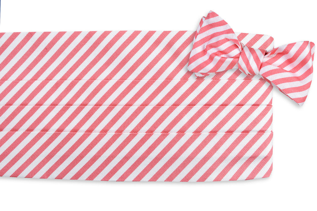 Oyster Roast Stripe Cummerbund Set - Tabasco High Cotton Ties