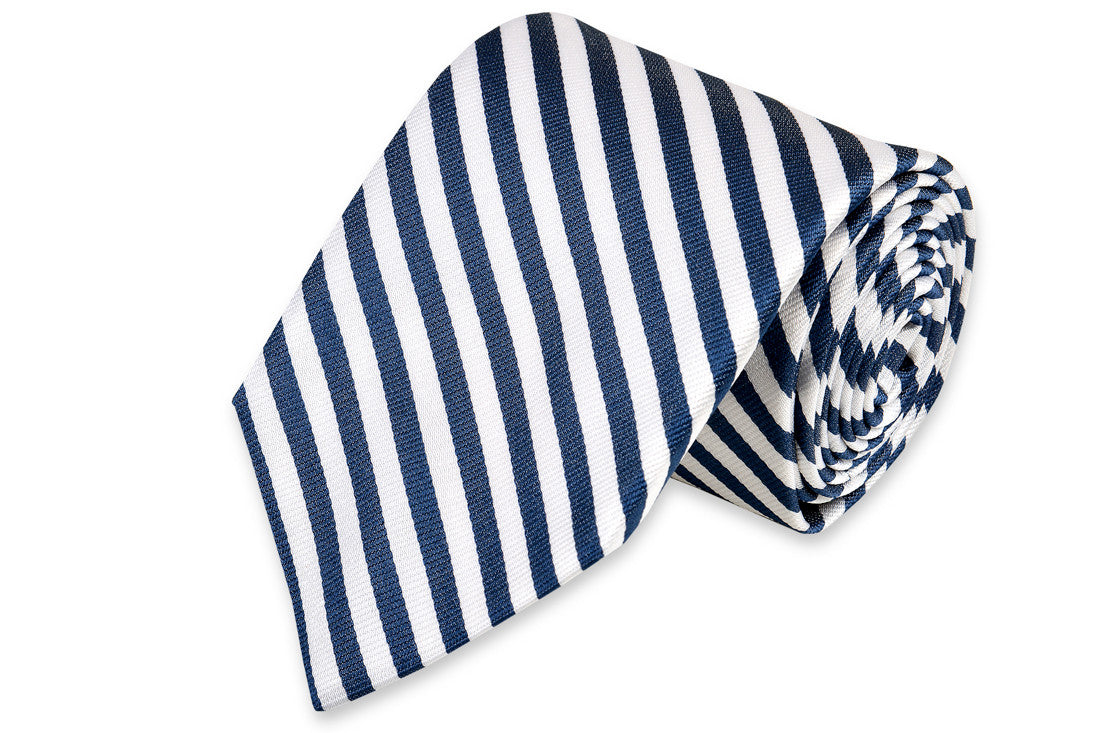 Oyster Roast Stripe Necktie - Midnight High Cotton Ties
