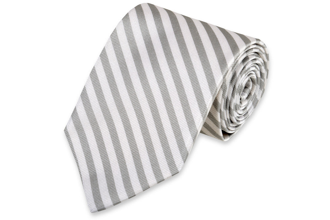 Oyster Roast Stripe Necktie - Pearl