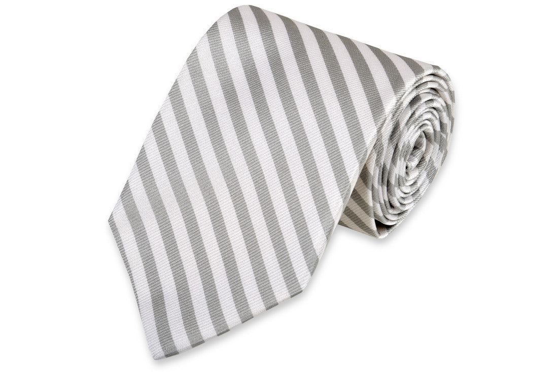 Oyster Roast Stripe Necktie - Pearl High Cotton Ties