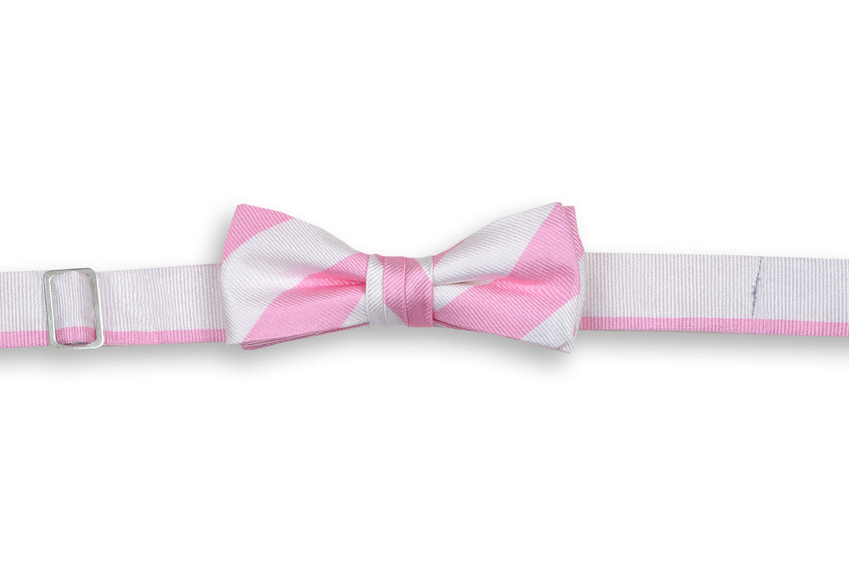 Pale Pink and White Stripe Boy&#39;s Bow Tie