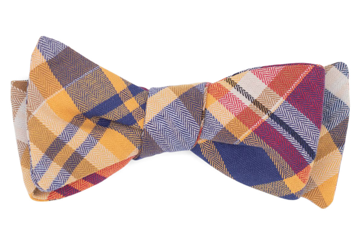 Old-Fashioned Herringbone Plaid Bow Tie High Cotton