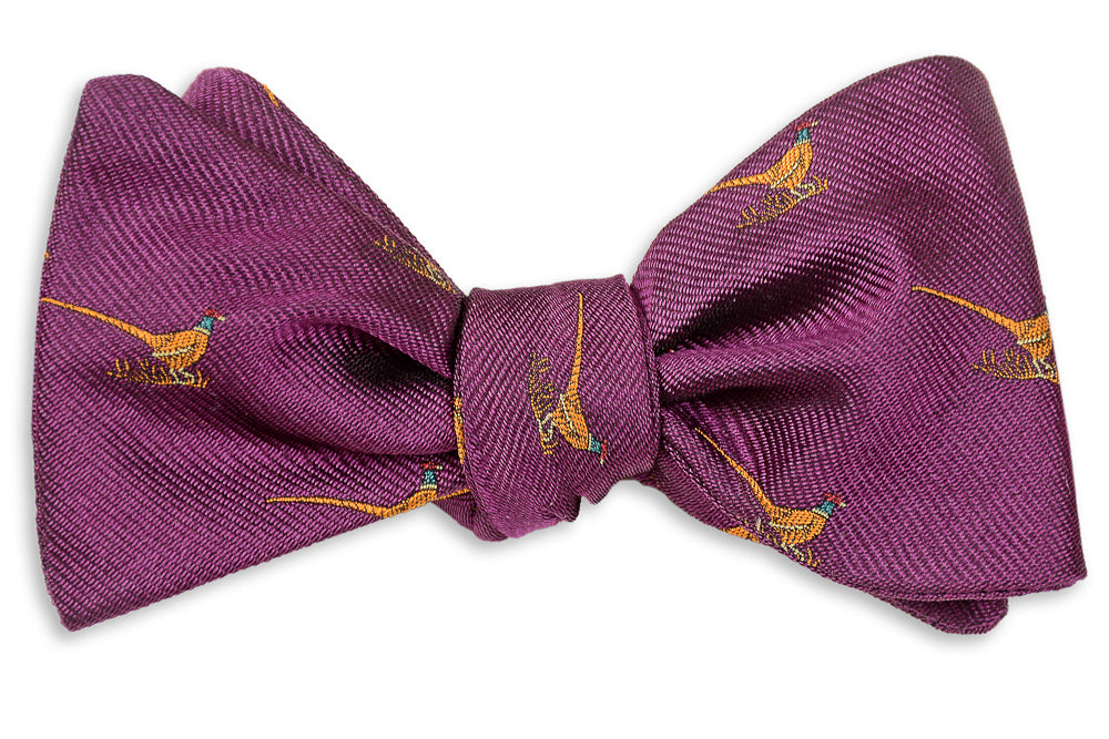 Plum Pheasant Bow Tie