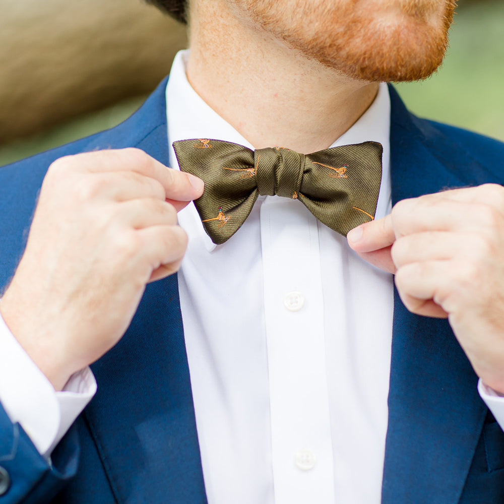 Olive Pheasant Bow Tie