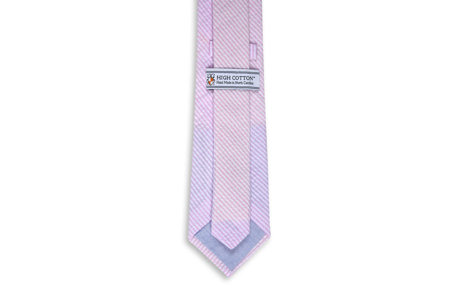 Southern Seersucker Stripe Necktie - Pink