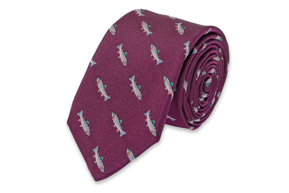 Rainbow Trout Necktie - Plum High Cotton