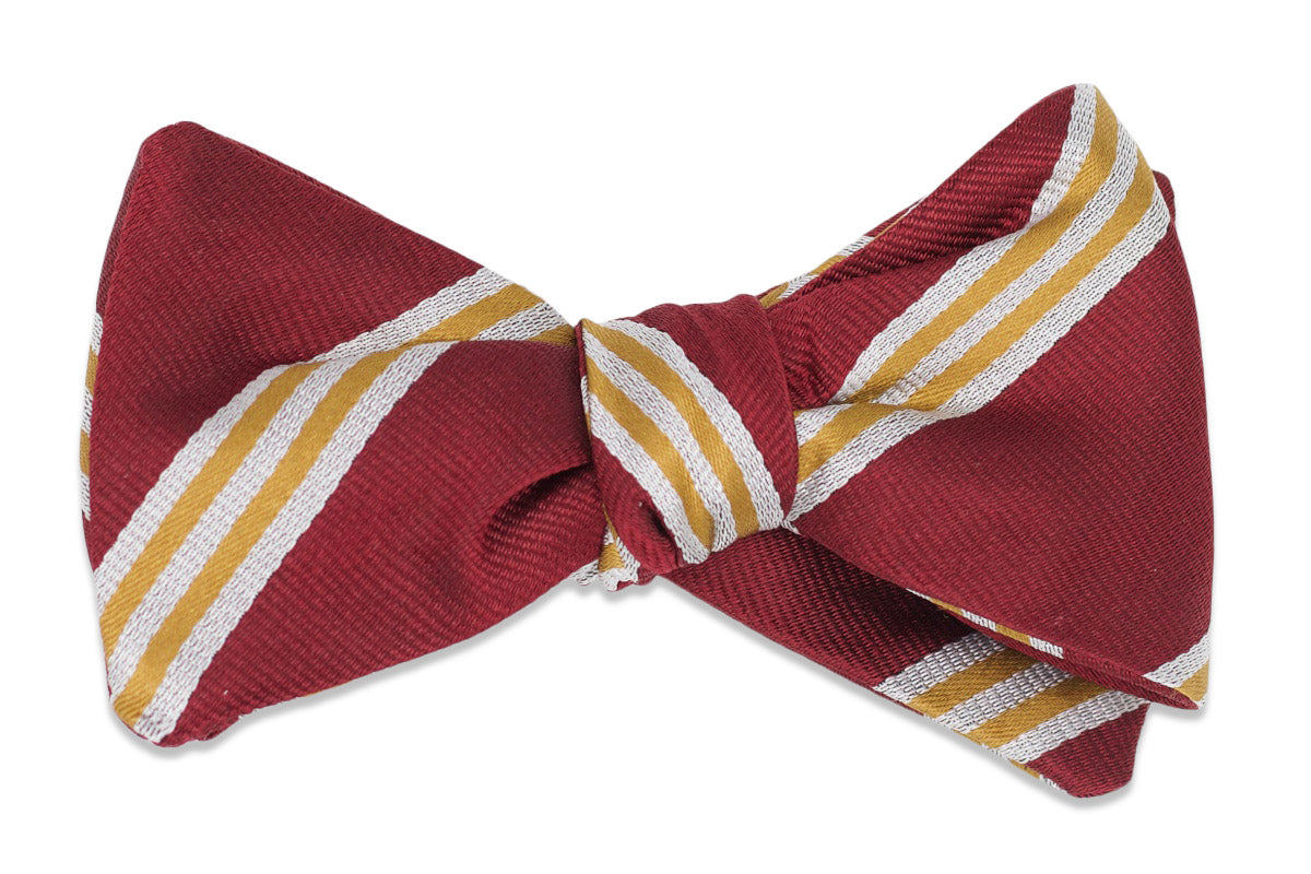 Scarlet Red and Gold Stripe Bow Tie