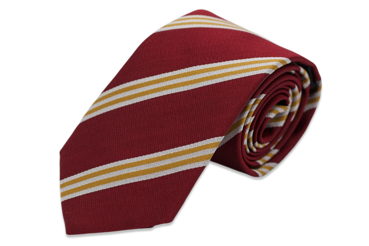 Scarlet Red and Gold Stripe Necktie High Cotton