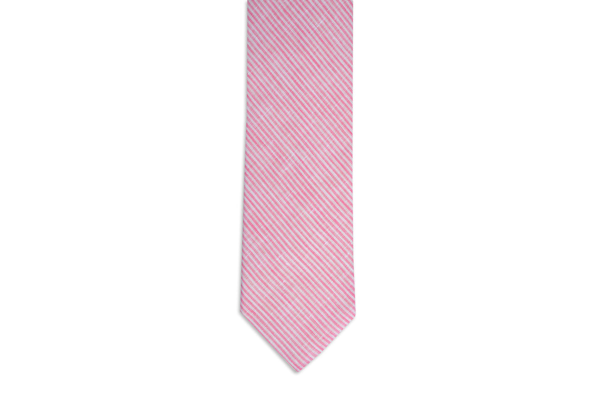Riverfront Linen Necktie - Red and white stripe