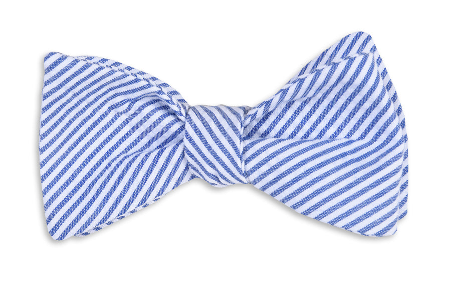 Southern Seersucker Stripe Bow Tie - Royal