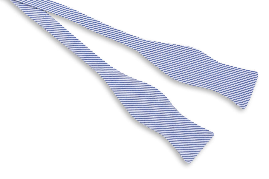 Southern Seersucker Stripe Bow Tie - Royal