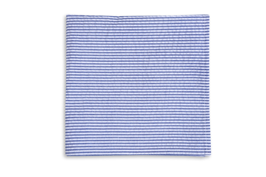 Southern Seersucker Stripe Pocket Square - Royal High Cotton Ties