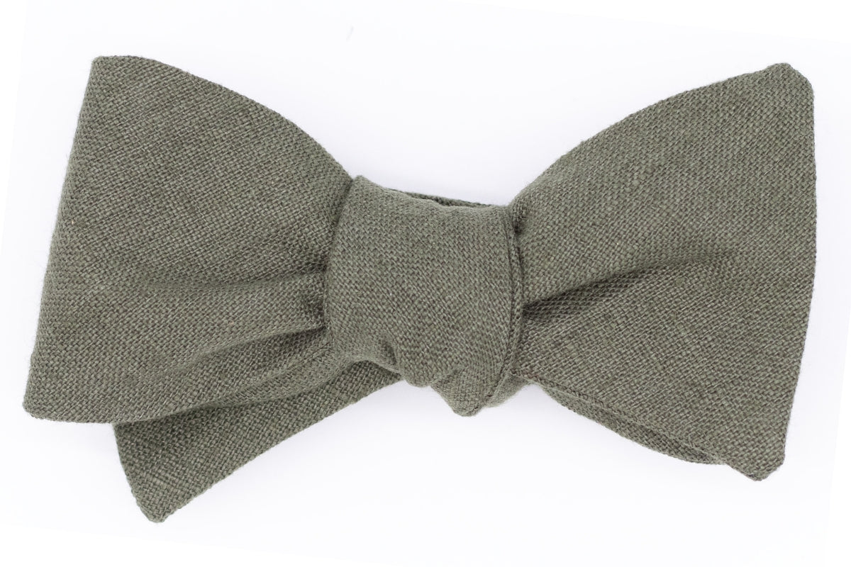 Lakeside Linen Bow Tie - Military Green High Cotton