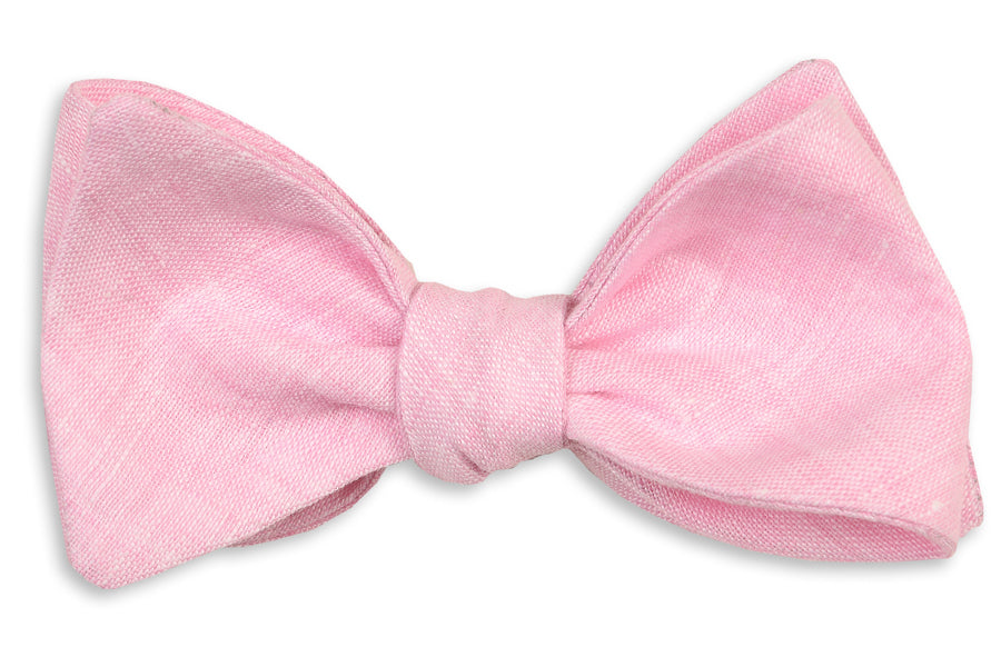 Men's baby pink bow tie. Made from 100% linen.