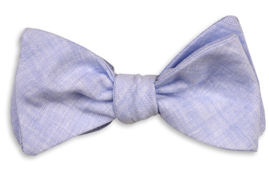 Sky blue mens bow tie. 100% natural linen.