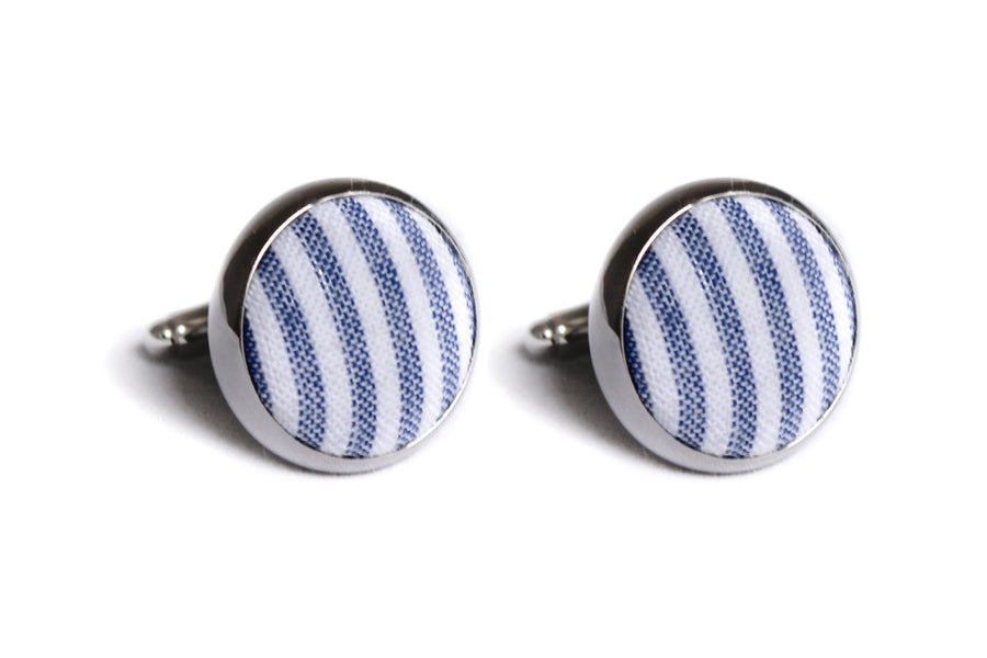 Classic Blue Seersucker Cufflinks