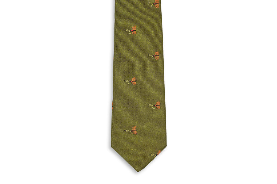 Moss Trout Fly Necktie