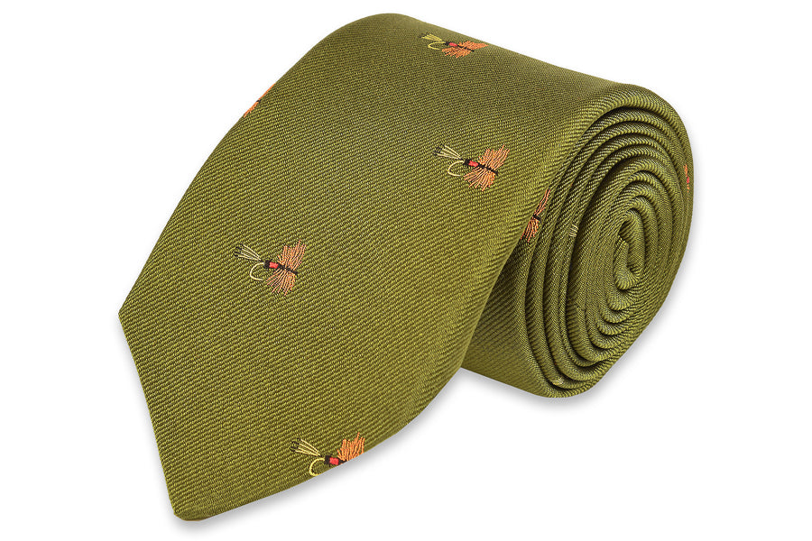 Moss Trout Fly Necktie