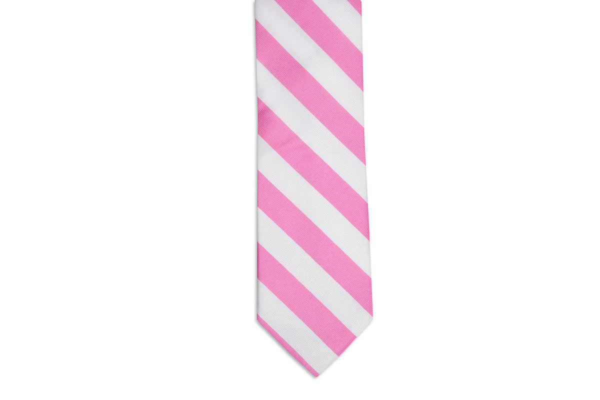 True Pink and White Stripe Necktie