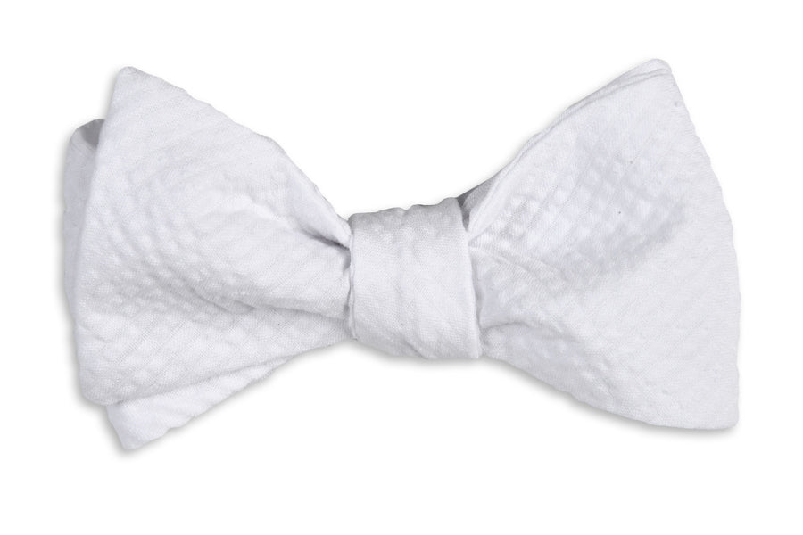 Southern Seersucker Bow Tie - White Solid