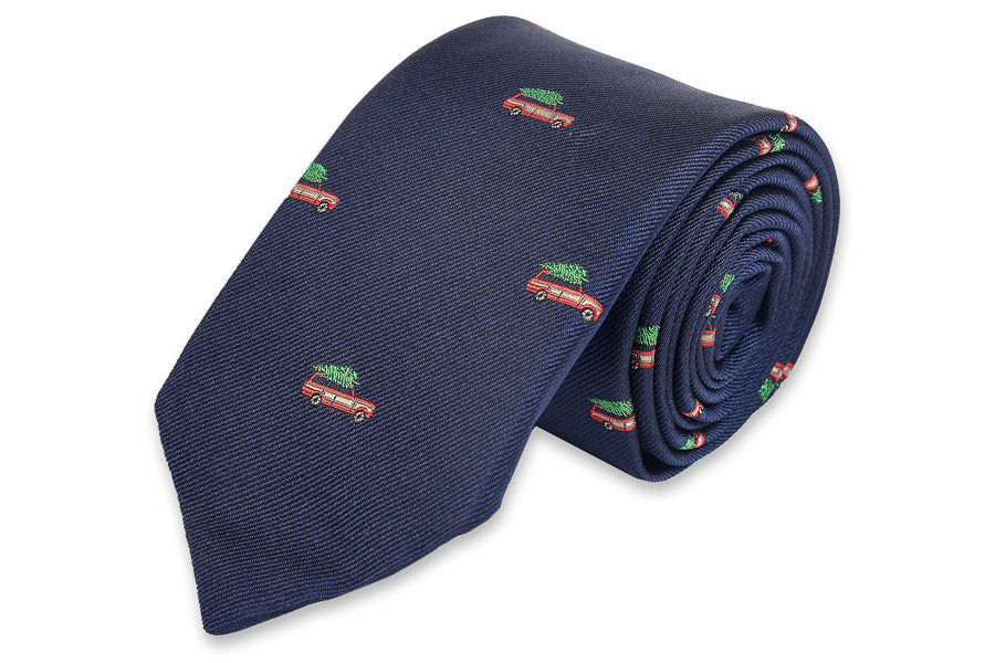 Christmas Woody Necktie - Navy High Cotton