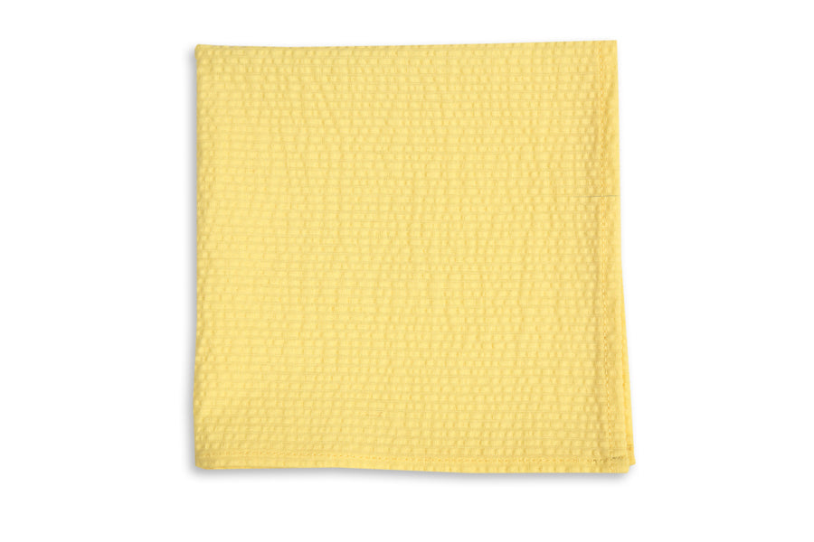 Southern Seersucker Pocket Square - Yellow Solid